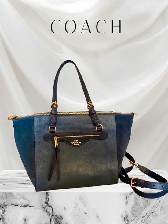 Coach Handbags - Coach Navy  Leather Tote with Gold Hardware